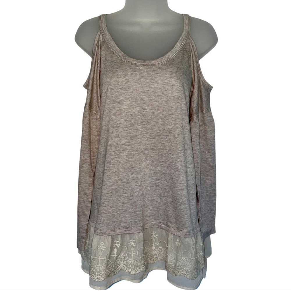 NEW Star Scene Cold SHoulder Long Sleeve Lace Tan